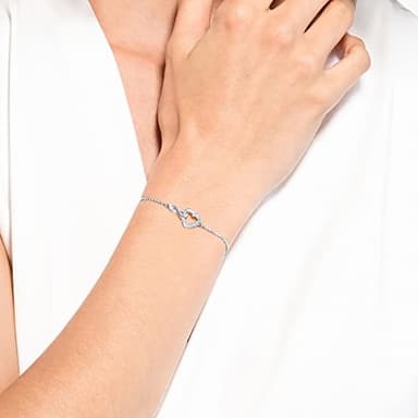 Swarovski Hyperbola Bracelet with Clear Crystals, Infinity Symbol and Heart Intertwined on a Rhodium Finished Adjustable Chain - Image 4