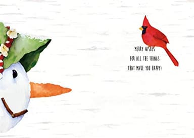 Performing Arts Premium Boxed Cardinal Christmas Card - Pack of 12 Hand Embellished Snowman and Bird Holiday Cards with Envelopes - Full color Inside - Merry Christmas Card - Made in USA - Image 2