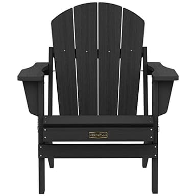 SERWALL Foldable Adirondack Chair Set of 4 for Patio Garden Outdoors Fire Pit-Black - Image 10