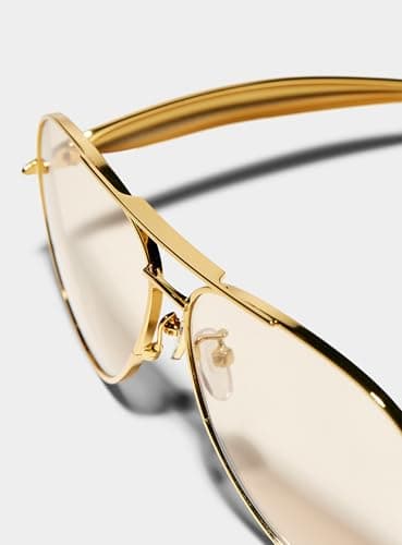 GUVIVI Retro Gold Aviator Sunglasses for Women Men, 2025 Metal Oversized 70s Aviators Sun Glasses Champagne - Image 4