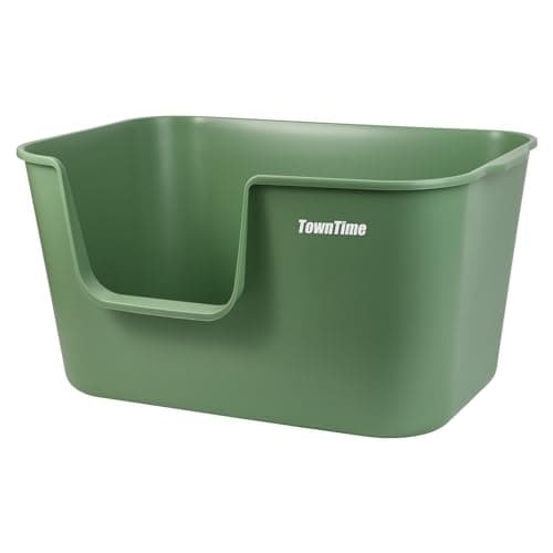 TownTime Extra Large Litter Box with High Sides 24.60" Lx16.92 Wx12.99 H,Anti-Splashing Kitty Litter Box,Tool-Free Assembly,Multi cat Litter Box,Jumbo Litter Box (Green) - Image 1