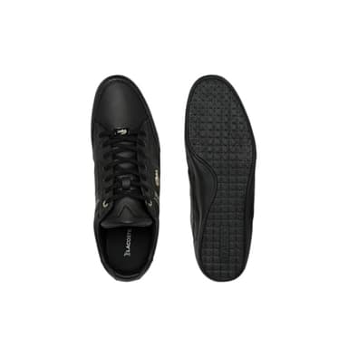Lacoste Men's Chaymon Sneaker, Black/Black/Gold Leather, 8.5 - Image 4