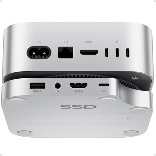 PULWTOP Mac mini M4 Dock with 4TB M.2 SSD Enclosure (SSD NOT Included), Mac mini M4/ M4 Pro Hub Stand with HDMI 4K@60Hz, 2024 MacMini USB C Hub Accessories, 3 USB A 2.0, SD/TF, 3.5mm Audio - Image 1