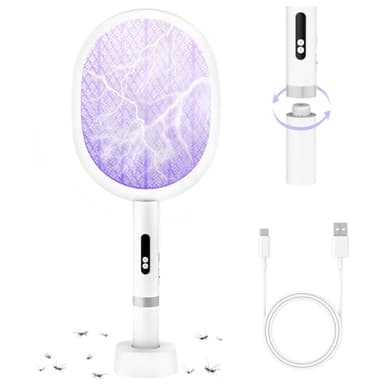 Electric Fly Swatter Racket, PALONE 4000V Detachable Bug Zapper with Type-C Rechargeable Base, Powerful Dual Modes Fly Zapper Racket, Mosquito Killer for Indoor Outdoor, 1 Pack - Image 1