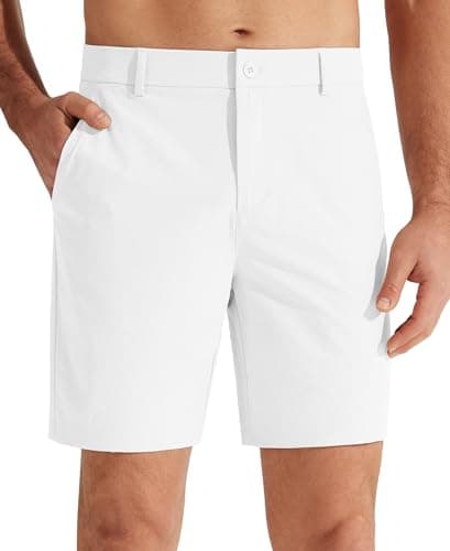 Libin Men's Golf Shorts 7" Work Dress Shorts Casual Flat Front Hybrid Short Lightweight Quick Dry Water Resistant, White, Size 30 - Image 1