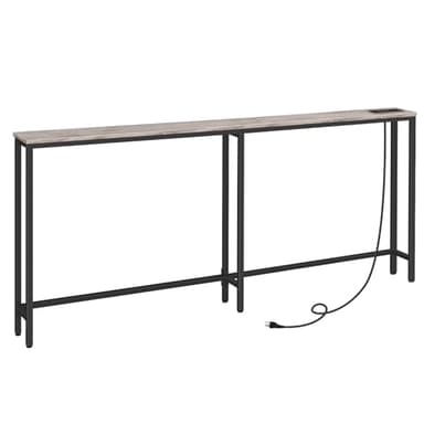 HOOBRO 70.9" Narrow Console Table with Charging Station, 5.9" Sofa Table with 2 Power Outlets and USB Ports, Long Entryway Tables Behind Couch Table, for Hallway, Living Room, Greige BG185UXG01 - Image 1