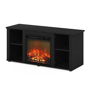 Furinno Jensen Entertainment Center Stand with Fireplace for TV up to 55 Inch, Americano, Corded Electric, Adjustable - Image 4