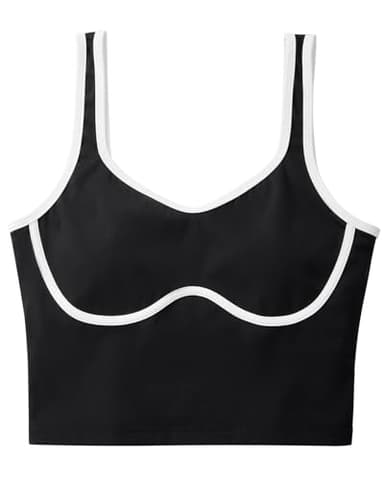 SUUKSESS Women Sweetheart Neckline Longline Sports Bra Padded Basic Workout Crop Tank Top (Jet Black, M) - Image 5