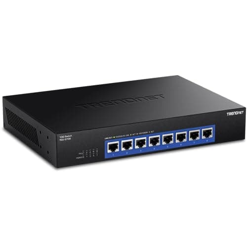 TRENDnet 8-Port 10G Switch, TEG-S708, 8 x 10G RJ-45 Ports, 160Gbps Switching Capacity Rack mountable, Ethernet Splitter, NDAA & TAA Compliant, Lifetime Protection, Black - Image 1
