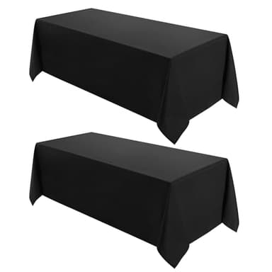 VidaFete 2 Pack 90*132inch Rectangle Tablecloth Polyester Table Cloth,Stain Resistant and Wrinkle Polyester Dining Table Cover for Kitchen Dinning Party Wedding Rectangular Tabletop Decoration(Black) - Image 1