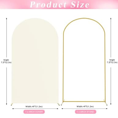 Wokceer 7.2 FT Wedding Arch Backdrop Stand and Arch Cover Metal Arch Stand with Arch Stand Cover for Birthday Party Wedding Ceremony Bridal Baby Shower Event Decor - Image 2