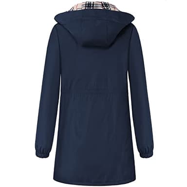 Adiwiid Rain Coat for women waterproof with Hood Lightweight Long Rain Jacket Outdoor Trench Windbreaker (XL, Blue) - Image 2