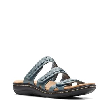 Clarks Collection Women's Laurieann Cove flats-sandals, Blue Grey Leather, 9 Medium US - Image 3