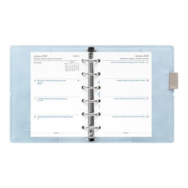 Filofax Domino Soft Organizer, Pocket Size, Pale Blue - Smooth, Leather-Look, Grain Effect, Tactile, Six Rings, Week-to-View Calendar Diary, Multilingual, 2025 (C022582-25) - Image 4