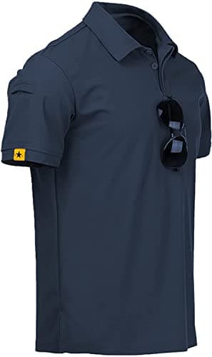 V VALANCH Polo T Shirts for Men Navy Blue Polo Shirt Mens Casual Shirts Short Sleeve Sweat Wicking Shirt Golf Polo,Navy,XL - Image 1