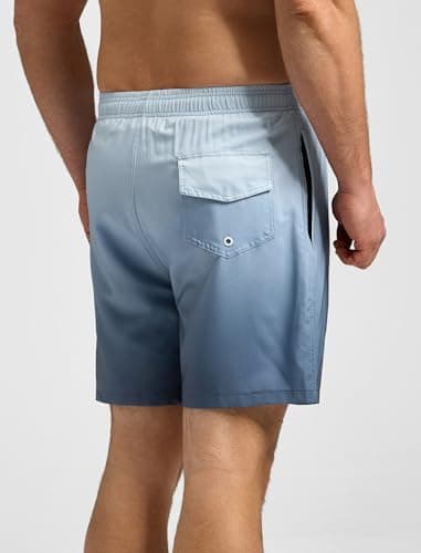 SILKWORLD Mens Swimming Trunks with Compression Liner Quick Dry 5 inch Swim Shorts with Zipper Pockets, Grey Gradient, Small - Image 2