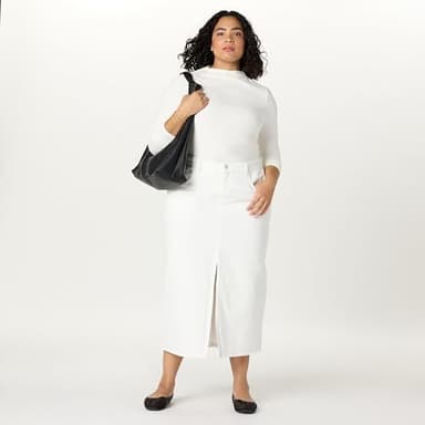 The Drop Women's Dixon Denim Column Skirt, White, S - Image 7