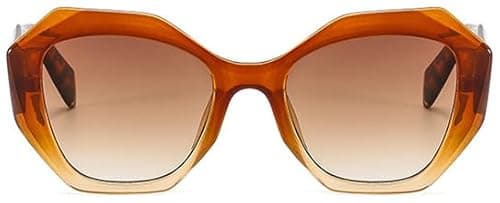 KOPKOYK Trendy Sunglasses for Women Men Retro Polygon Designer Inspired Butterfly Sun Glasses Hexagonal Shades Brown Gradient - Image 1
