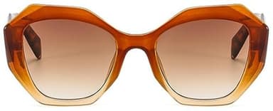 KOPKOYK Trendy Sunglasses for Women Men Retro Polygon Designer Inspired Butterfly Sun Glasses Hexagonal Shades Brown Gradient - Image 1