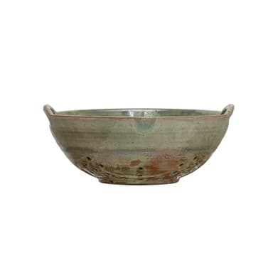 Creative Co-Op Stoneware Berry Bowl with Handles, Aqua Reactive Glaze - Image 1