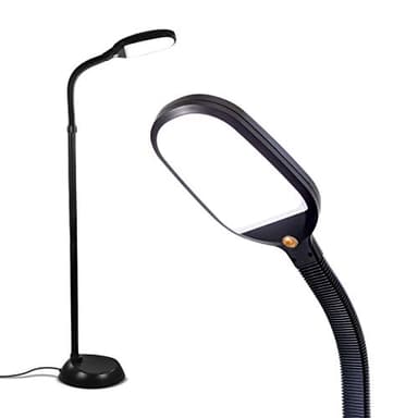 Brightech Litespan - Bright LED Floor Reading Lamp for Over Chair Crafts and Reading, Estheticians' Light for Lash Extensions, Adjustable Standing Lamp for Living Room, Bedroom, Office - Jet Black - Image 1