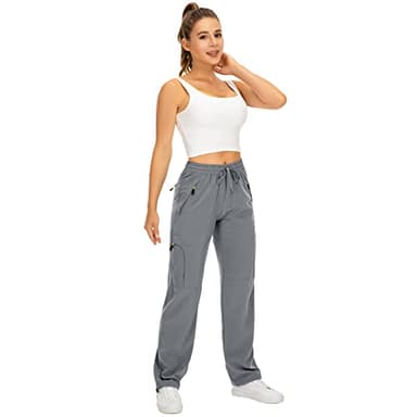 Women's Hiking Cargo Pants Quick Dry UPF50+ Outdoor Pants for Women Fishing Safari Travel Stretchy Pants with Pockets,6608,Grey,S - Image 8