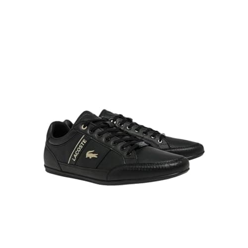 Lacoste Men's Chaymon Sneaker, Black/Black/Gold Leather, 8.5 - Image 1