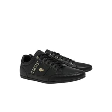 Lacoste Men's Chaymon Sneaker, Black/Black/Gold Leather, 8.5 - Image 1