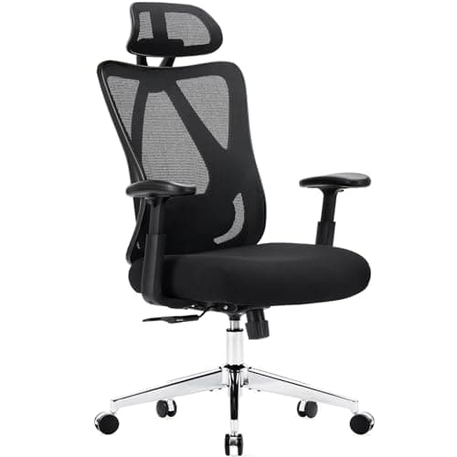 Home Office Desk Chair, Ergonomic Rolling Work Swivel High Back 135°Tilt Function Big and Tall Computer with Wheels, 2D Armrest Adjustable Lumbar Support & Headres, Modern Black - Image 1