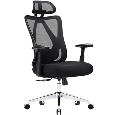 Home Office Desk Chair, Ergonomic Rolling Work Swivel High Back 135°Tilt Function Big and Tall Computer with Wheels, 2D Armrest Adjustable Lumbar Support & Headres, Modern Black - Image 1
