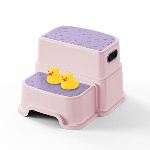 Two Step Stool for Kids -Toddler Step Stool for Bathroom Sink-Dual Height 9.5" Non-Slip for Potty Training, Kitchen, Bedroom & Classroom ((Includes Two Ducks) - Image 1