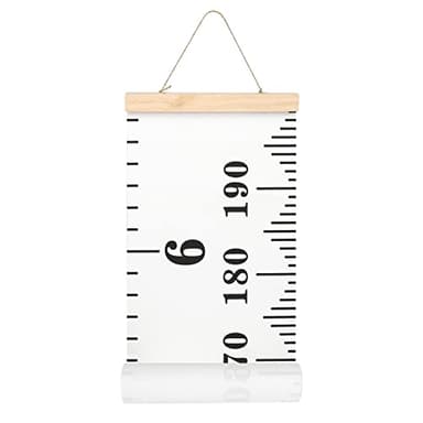 Mibote Baby Growth Height Chart Handing Ruler Wall Decor for Kids, Canvas Removable Height Growth Chart 79" x 7.9" (Black & White) - Image 1
