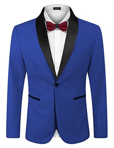 COOFANDY Men's Tuxedo Jacket Wedding Blazer One Button Dress Suit for Dinner Prom Party Blue - Image 1