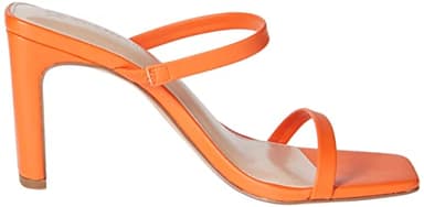The Drop Women's Avery Square Toe Two Strap High Heeled Sandal, Fire Orange, 9 - Image 7