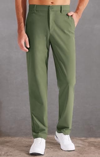 Libin Mens Golf Pants Stretch Work Dress Pants 33" Lightweight Business Casual Pants for Men Classic Fit Comfy Trousers Office Lounge with Pockets, Army Green, 38W x 33L - Image 6