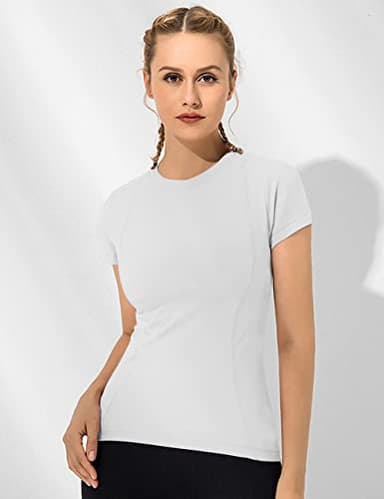 Loovoo Womans Basic Baby Tops Active Sports Yoga Clothing Spandex Cropped Tee Lady Crew-Neck Fitness Cute Slim Activewear - Image 2