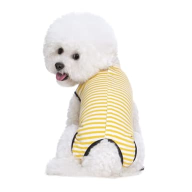 Paipeper Dog Recovery Suit After Surgery,Spay Neuter Clothes for Female Dogs,Small Medium Dog Shirt,E-Collar Cone Alternative,Prevent Licking Wound Dog Onesie,Pet Surgical Suit(Yellow White Stripe-l) - Image 6