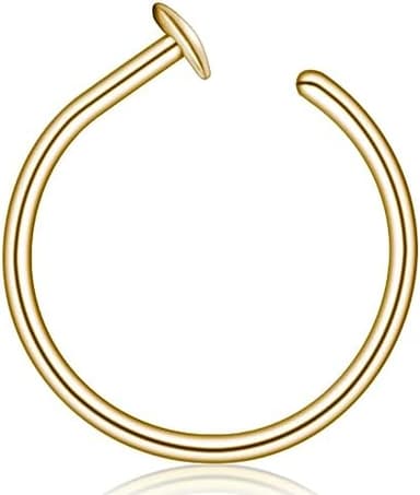 LUCKYJEWUS Small Thin Gold Nose Ring Hoop for Women, 14k Gold Filled or 925 Sterling Silver - 20G/22G/24G Adjustable Nose Piercing Jewelry (5mm–6mm, 6–7mm, 7–8mm - Image 3