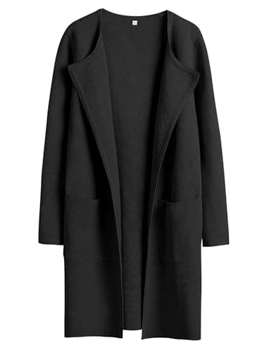 ANRABESS Womens Cardigan Sweater Open Front Knit Long Coatigan Dressy Casual Jacket Coat 2025 Fall Outfits Classy Clothes Black Small - Image 1