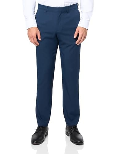 Perry Ellis Men's Portfolio Solid Flat Front Pant with Gripper Waistband, Navy - Image 1