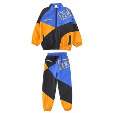 LOLANTA Boys' Girls' Color Block Jacket Track Pants Sets Dance Outfits Sportswear Unisex (6-7 Blue) - Image 3