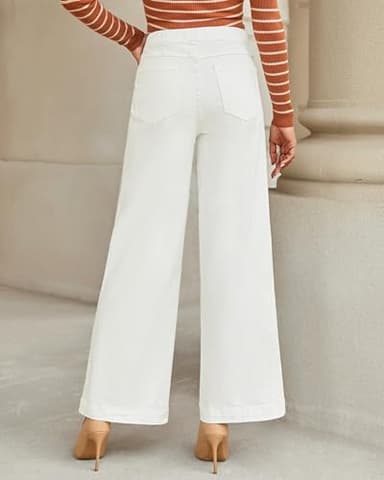 GRAPENT White High Waisted Trousers - Women's Bright White Jeans Size 8 (M), 10 - Image 2