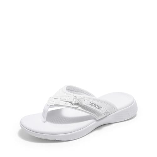 DREAM PAIRS Women's Arch Support Flip Flops Comfortable Thong Sandals,Size 8.5,White,Breeze-1 - Image 1
