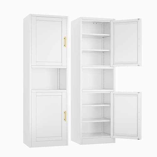 Ckzbx Tall Narrow Storage Cabinet 66.93" H Tall Bathroom Cabinet Metal Pantry Cabinets, 4 Adjustable Shelves for Kitchen, Home Office, Living Room, Dinning Room (20 inches Wide White) - Image 1