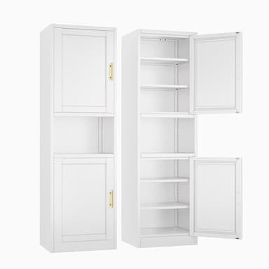 Ckzbx Tall Narrow Storage Cabinet 66.93" H Tall Bathroom Cabinet Metal Pantry Cabinets, 4 Adjustable Shelves for Kitchen, Home Office, Living Room, Dinning Room (20 inches Wide White) - Image 1