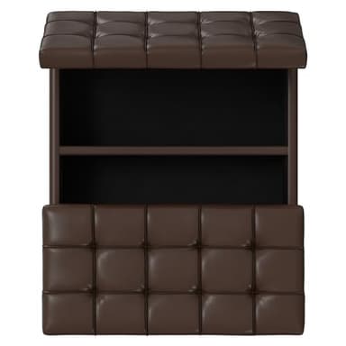 SIMPLIHOME Harrison 30 inch Wide Transitional Square Small Coffee Table Storage Ottoman in Chocolate Brown Vegan Faux Leather, Assembled, for The Living Room and Bedroom - Image 8