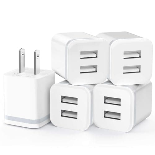 USB Wall Charger, 5-Pack 2.1A/5V Dual Port USB Cube Power Adapter Charger Plug Charging Block Replacement for iPhone Xs/XR/X, 8/7/6 Plus, Samsung, HTC, LG, Moto, Android Phones - Image 1