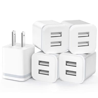 USB Wall Charger, 5-Pack 2.1A/5V Dual Port USB Cube Power Adapter Charger Plug Charging Block Replacement for iPhone Xs/XR/X, 8/7/6 Plus, Samsung, HTC, LG, Moto, Android Phones - Image 1