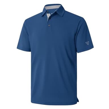 M MAELREG Mens Pique Polo Shirts Short Sleeve Performance Moisture Wicking Quick Dry Casual Golf Shirts for Men Blue - Image 1