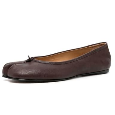 VBDB Tabi Ballet Flats Shoes for Women Rounde Wide Width Split Toe Low Heel Comfortable 2025 Spring Shoes Bule Size 11 Dark Brown - Image 1